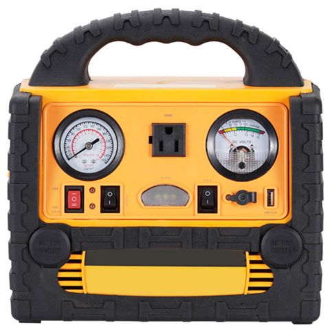 1400A 12V汽车电池跳跃起动器带空气压缩机260 PSI轮胎充气机便携式发电站110V 400瓦逆变器带AC/DC/USB插座