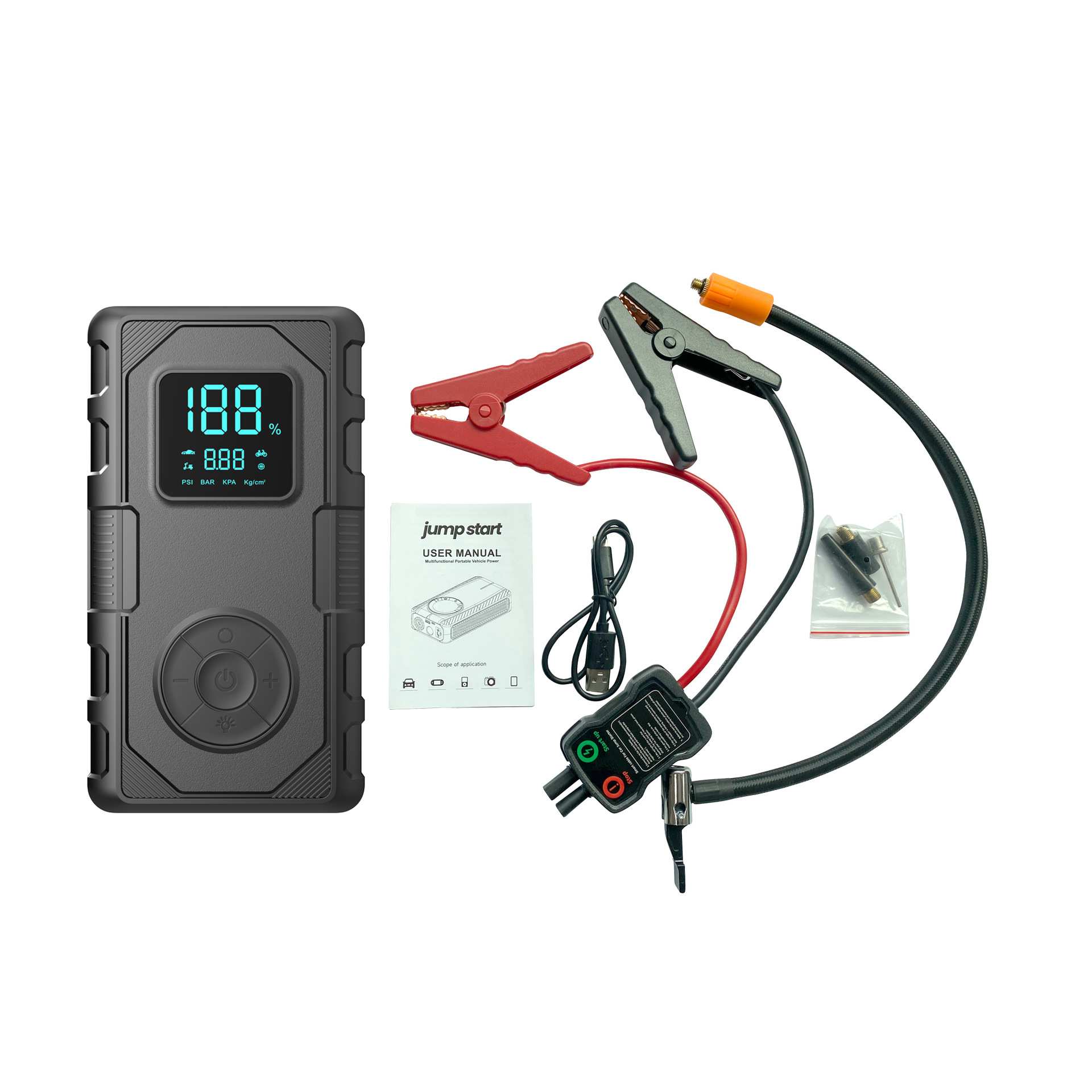 车载充气泵双缸应急启动电源一体机智能无线充气泵多功能搭电宝