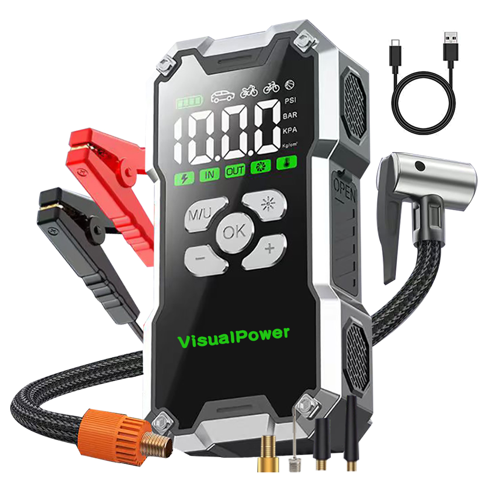 带150psi气泵25000mah移动电源的便携式自动跳车启动器,用于卡车路边援助的快速轮胎充气