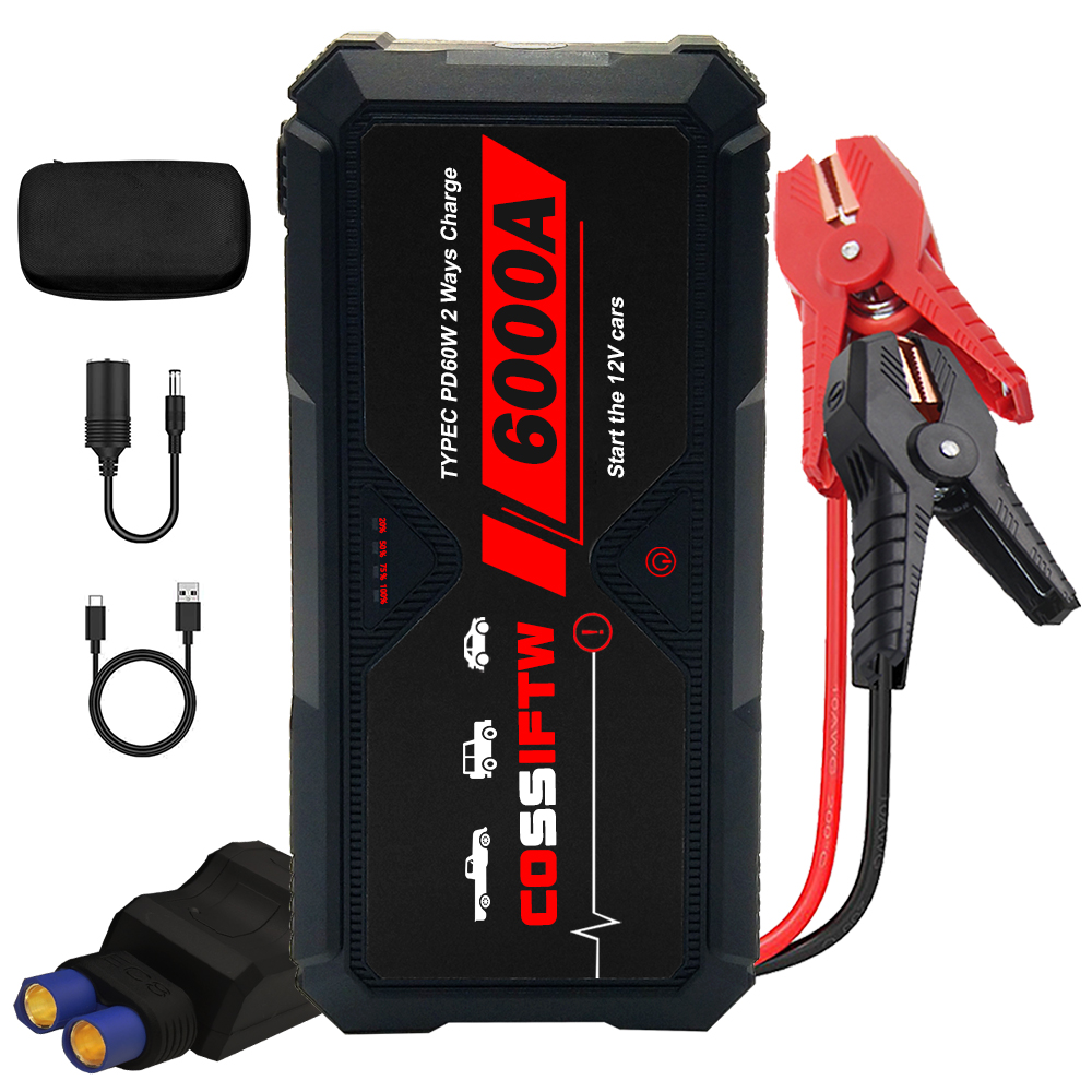 Portable 12V Car Battery Booster Power Bank Jump Starter 6000A Charger for Vehicle and pickup