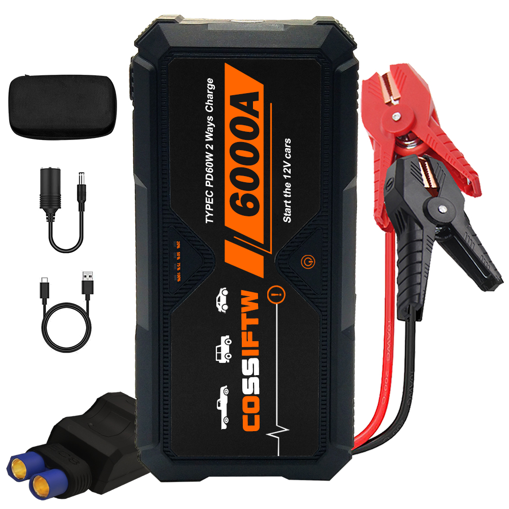 Factory Price 12V 6000 AMP Portable Car Jump Starter Multifunction Jump Starter Power Bank with Flashlight Jump Starter 28000mAh