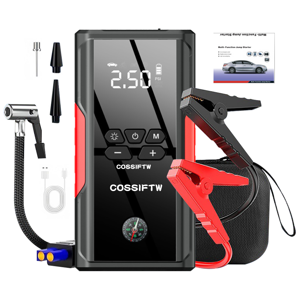 Portable Car Jump Starter 1800A Peak 12V Battery 39800mAH USB Power Bank With Tyre Inflator