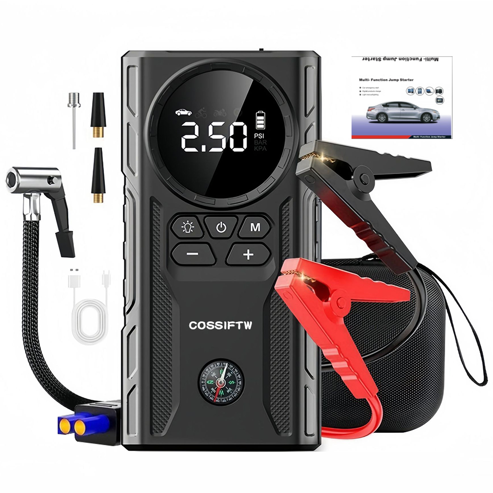 4 in 1 Jump Starter Power Pack Battery Booster Tyre Inflator 1800A Car Battery Booster