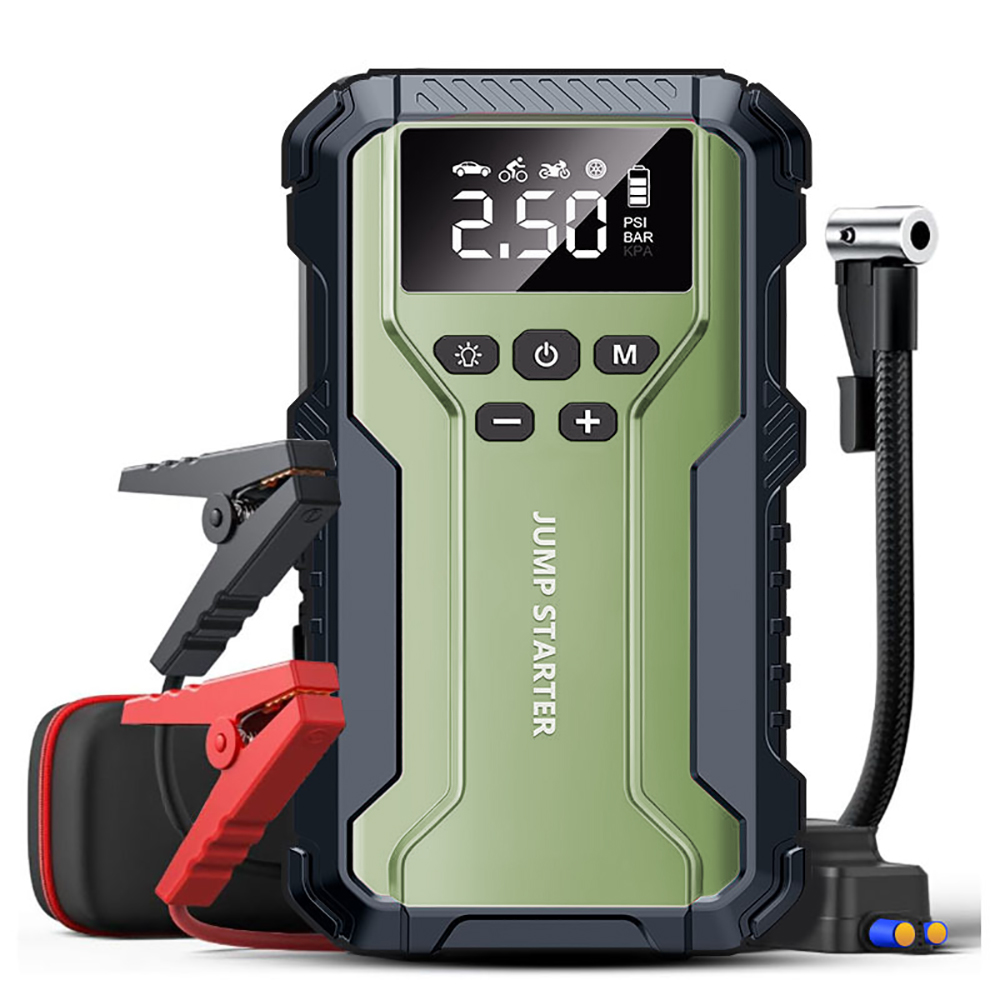 便携式智能汽车充气机轮胎泵12000mah3000A电池带跳线启动器汽车充气泵和跳线启动器