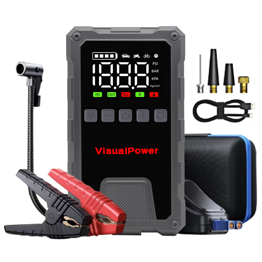 Acionador de partida do Salto 3000A com bloco Portátil Do Impulsionador Da Bateria Do Compressor de ar 12v para o Diesel 10.0 l ou 8.0 L com Inflator Digital Do Pneu